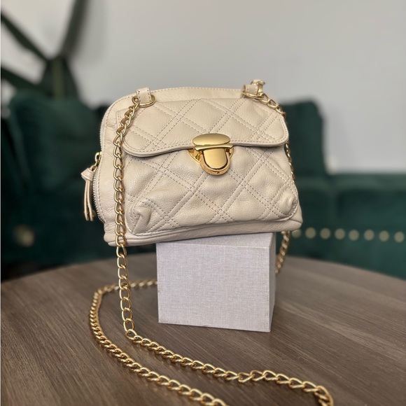 Audrey Brooke Handbags - Audrey Brooke Cream Quilted Crossbody Bag